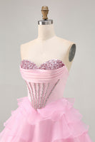 Load image into Gallery viewer, Sparkly Black Tiered Short Corset Homecoming Dress with Beading