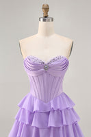 Load image into Gallery viewer, Sparkly Blush Corset Sweetheart Short Homecoming Dress with Ruffles