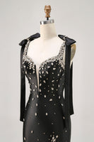 Load image into Gallery viewer, Black Sparkly Satin Tight Short Homecoming Dress with Rhinestones