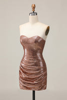 Load image into Gallery viewer, Sparkly Coffee Sweetheart Sequin Short Tight Homecoming Dress