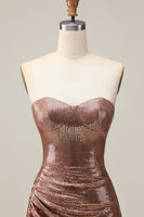 Load image into Gallery viewer, Sparkly Coffee Sweetheart Sequin Short Tight Homecoming Dress