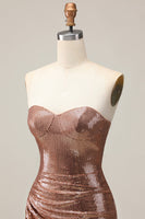 Load image into Gallery viewer, Sparkly Coffee Sweetheart Sequin Short Tight Homecoming Dress