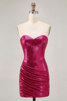 Load image into Gallery viewer, Sparkly Coffee Sweetheart Sequin Short Tight Homecoming Dress
