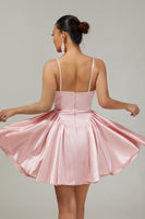 Load image into Gallery viewer, Sparkly Blush  A Line Satin Short Homecoming Dress with Beading