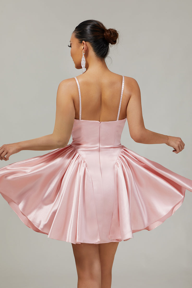 Load image into Gallery viewer, Sparkly Blush  A Line Satin Short Homecoming Dress with Beading