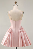 Load image into Gallery viewer, Sparkly Blush  A Line Satin Short Homecoming Dress with Beading