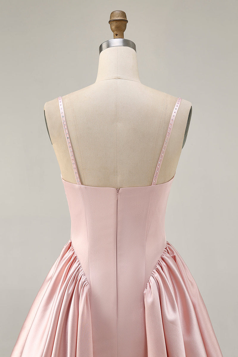 Load image into Gallery viewer, Sparkly Blush  A Line Satin Short Homecoming Dress with Beading