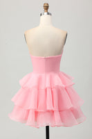 Load image into Gallery viewer, Green Strapless Ruched Ruffled Short Homecoming Dress with Flower