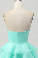 Load image into Gallery viewer, Floral Blush Strapless Ruched Short Homecoming Dress with Ruffles