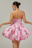Load image into Gallery viewer, Floral Pink A Line Sweetheart Short Corset Homecoming Dress