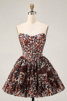 Load image into Gallery viewer, Khaki Cheetah Print Off the Shoulder Short Corset Homecoming Dress