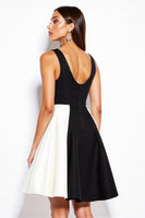 Load image into Gallery viewer, Simple Black and White V-Neck A Line Patchwork Short Cocktail Dress