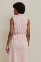 Load image into Gallery viewer, Pink Shawl Lapel Pencil Maxi Work Dress with Sash