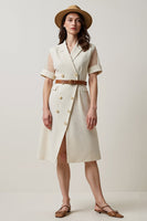Load image into Gallery viewer, A Line Apricot Short Sleeves Midi Blazer Dress with Belt