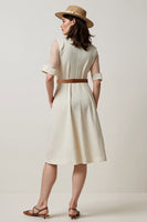 Load image into Gallery viewer, A Line Apricot Short Sleeves Midi Blazer Dress with Belt