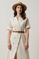 Load image into Gallery viewer, A Line Apricot Short Sleeves Midi Blazer Dress with Belt