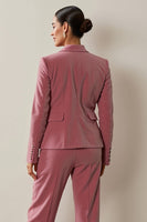 Load image into Gallery viewer, Grey Pink Notched Lapel 2 Piece Floral Velvet Business Suits with Pockets