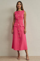 Load image into Gallery viewer, Fuchsia Single Breasted Pencil Maxi Blazer Dress