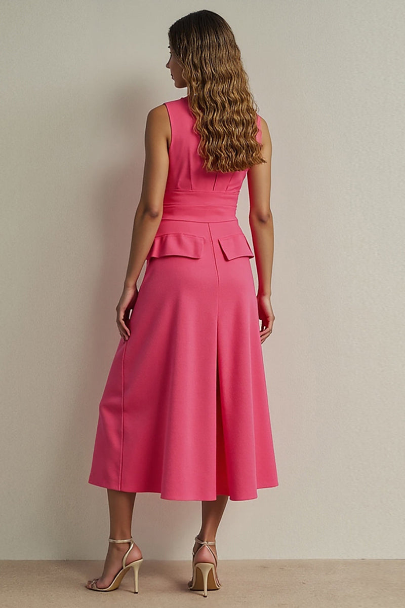 Load image into Gallery viewer, Fuchsia Single Breasted Pencil Maxi Blazer Dress