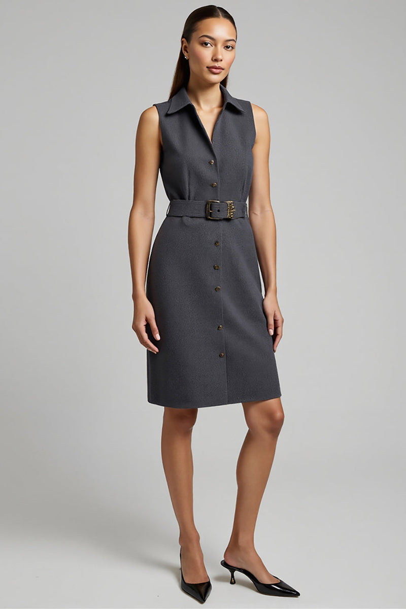 Load image into Gallery viewer, Dark Grey Single Breasted Pencil Short Blazer Dress with Belt