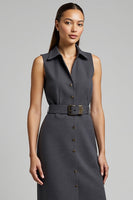 Load image into Gallery viewer, Dark Grey Single Breasted Pencil Short Blazer Dress with Belt