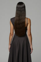 Load image into Gallery viewer, A Line Black One Shoulder Satin Midi Work Dress