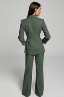 Load image into Gallery viewer, Peak Lapel 2 Piece Dark Green Business Suits with Sash