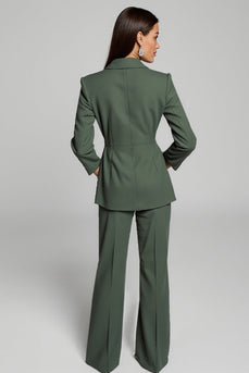 Peak Lapel 2 Piece Dark Green Business Suits with Sash