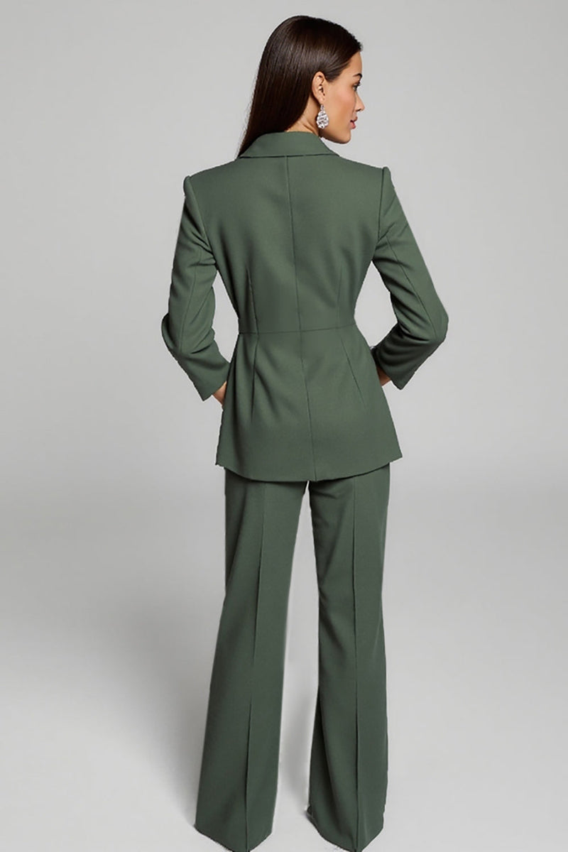 Load image into Gallery viewer, Peak Lapel 2 Piece Dark Green Business Suits with Sash