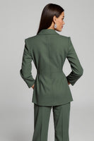 Load image into Gallery viewer, Peak Lapel 2 Piece Dark Green Business Suits with Sash