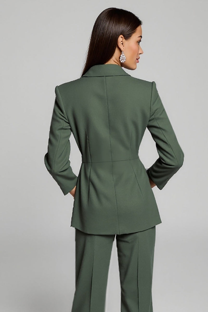 Load image into Gallery viewer, Peak Lapel 2 Piece Dark Green Business Suits with Sash