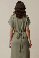 Load image into Gallery viewer, A Line Grey Green Notched Lapel Maxi Blazer Dress with Slit