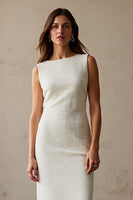 Load image into Gallery viewer, Simple Ivory Pencil Bateau Neck Midi Work Dress