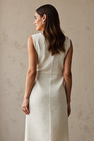 Load image into Gallery viewer, Simple Ivory Pencil Bateau Neck Midi Work Dress