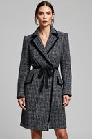 Load image into Gallery viewer, Dark Grey Notched Lapel Short Tweed Blazer Dress with Sleeves