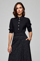 Load image into Gallery viewer, Sparkly Collar Neck Black 2 Piece Blouses and Skirt with Pockets