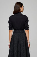 Load image into Gallery viewer, Sparkly Collar Neck Black 2 Piece Blouses and Skirt with Pockets