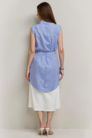 Load image into Gallery viewer, Blue Pencil 2 Piece Bows Midi Blouses and Skirt with Slit