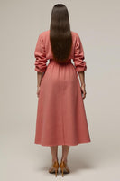 Load image into Gallery viewer, Coral A Line Notched Lapel Maxi Blazer Dress with Sleeves