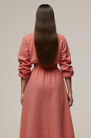 Load image into Gallery viewer, Coral A Line Notched Lapel Maxi Blazer Dress with Sleeves