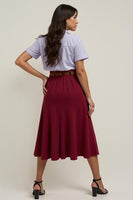 Load image into Gallery viewer, Burgundy 2 Piece Collar Neck Blouses and Skirt with Belts