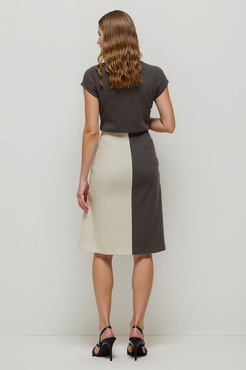 Load image into Gallery viewer, Coffee Pencil Square Neck Midi Work Dress with Sleeves