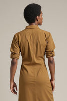 Load image into Gallery viewer, Yellow Collar Neck Pencil Sleeves Midi Work Dress