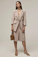 Load image into Gallery viewer, Grey Pink Notched Lapel 2 Piece Pencil Business Suits with Slit