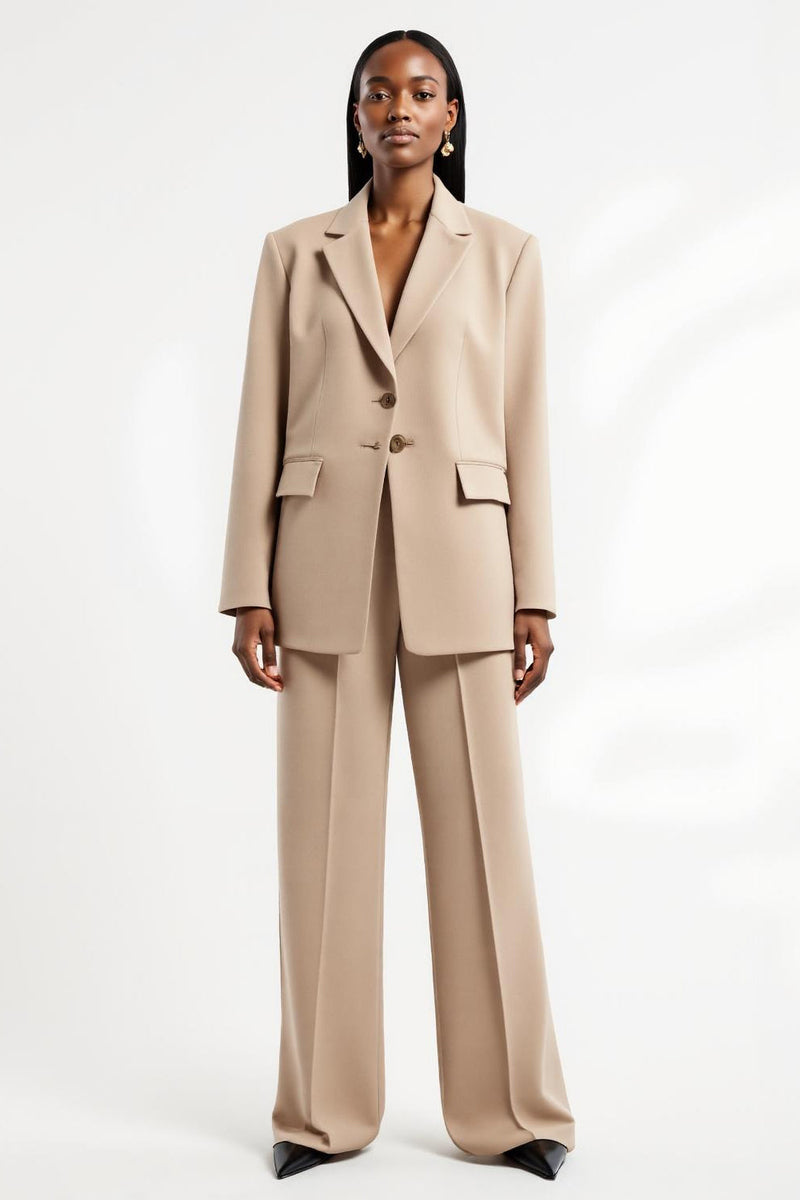 Load image into Gallery viewer, Apricot Notched Lapel 2 Piece Satin Long Sleeves Business Suits