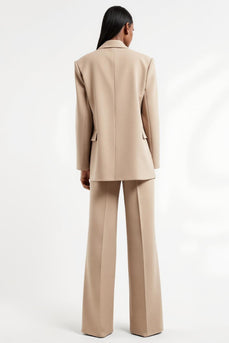 Apricot Notched Lapel 2 Piece Satin Long Sleeves Business Suits