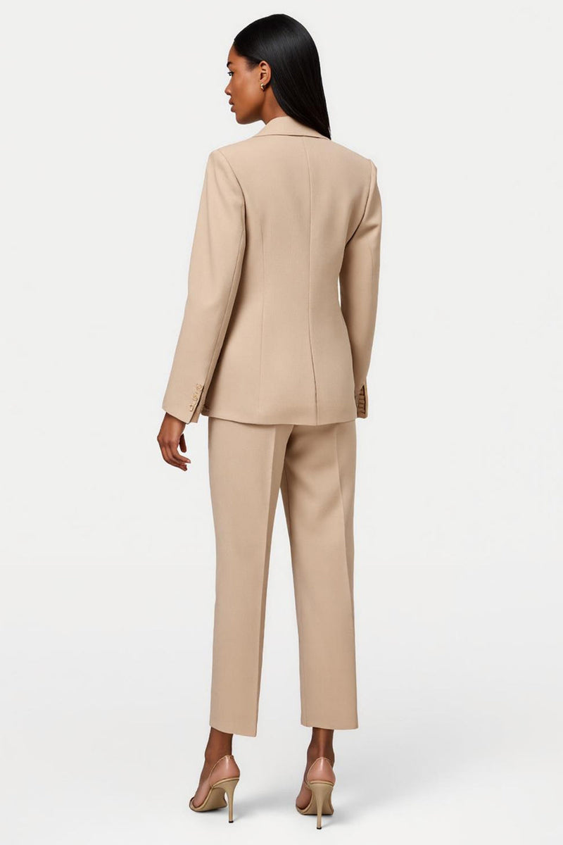 Load image into Gallery viewer, Apricot Notched Lapel 2 Piece Satin Double Breasted Business Suits