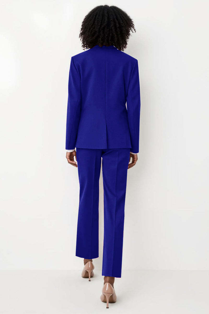 Load image into Gallery viewer, Royal Blue Peak Lapel Satin 2 Piece Flare Leg Business Suits