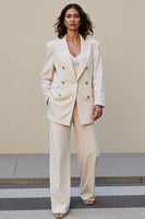 Load image into Gallery viewer, Ivory Striped Peak Lapel 2 Piece Satin Business Suits with Pockets
