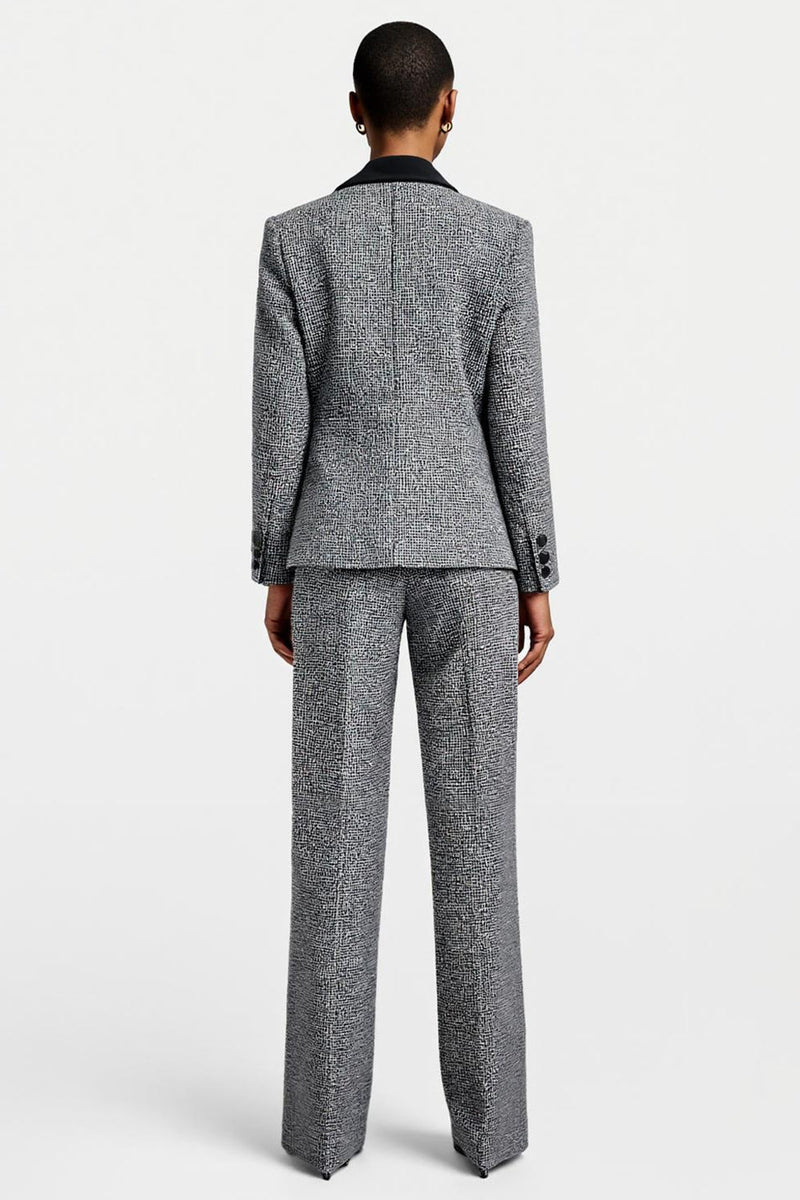 Load image into Gallery viewer, Grey 2 Piece Tweed Notched Lapel Business Suits with Sleeves